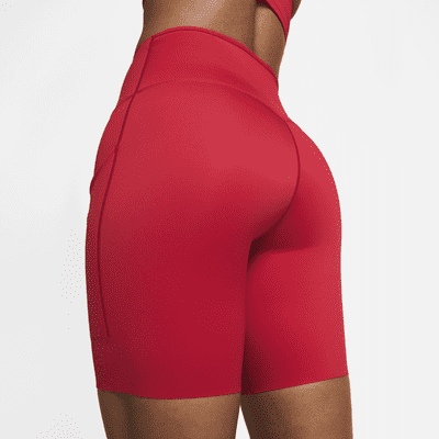 Shorts de ciclismo con bolsillos de tiro alto de 20 cm de sujeción firme para mujer Nike Go