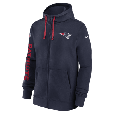 Sudadera con gorro de cierre completo Nike para hombre New England Patriots Sideline Team Issue Club