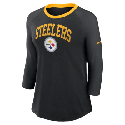 Playera de manga ¾ Nike de la NFL para mujer Pittsburgh Steelers