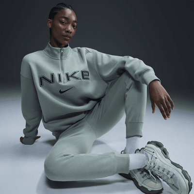 Top oversize con logo e zip a 1/4 Nike Sportswear Phoenix Fleece – Donna