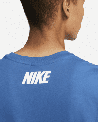 white blue nike shirt