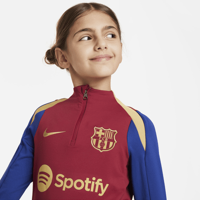 T-shirt FC Barcelona Entraînement – Officiel – Polyester – Pour Garçon – Blason Brodé
