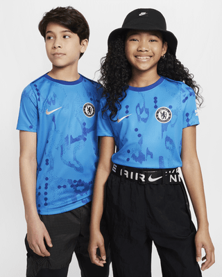 Подростковые шорты Chelsea FC Academy Pro Big Kids' Nike Dri-FIT Soccer Short-Sleeve Pre-Match Top