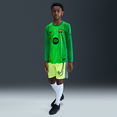 Maglia da calcio replica Nike Dri-FIT FC Barcelona 2025/26 Stadium per ragazzo/a – Goalkeeper