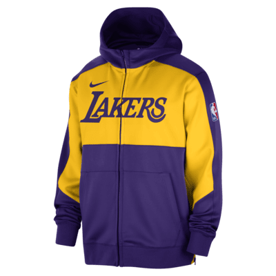 Felpa con cappuccio e zip a tutta lunghezza Los Angeles Lakers Showtime Nike Dri-FIT NBA – Uomo