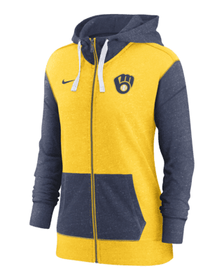 Milwaukee Brewers Nike gray In Pocket Gym Full-Zip Hoodie-L woman