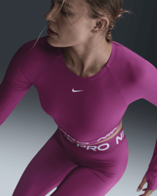 Женские  Nike Pro Dri-FIT Cropped Long-Sleeve Top