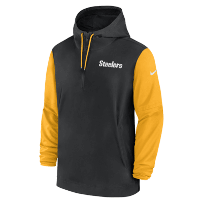 Pittsburgh Steelers Sideline Pre-Game Player Men's Nike NFL 1/2-Zip Hooded Jacket