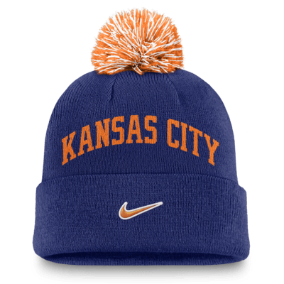 Gorro con dobladillo y pompón Nike de la MLB para hombre Kansas City Royals Peak