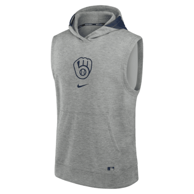 Milwaukee Brewers Authentic Collection Early Work Men’s Nike Dri-FIT MLB Sleeveless Pullover Hoodie