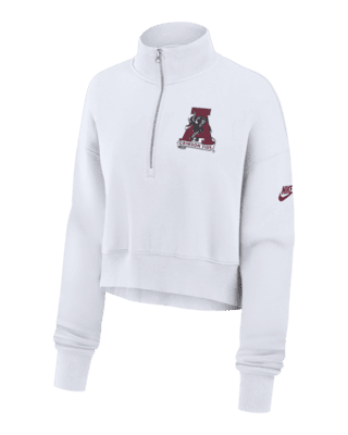 Женские  Alabama Crimson Tide Legacy Elevated Logo Nike College Cropped 1/4-Zip Crew