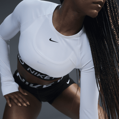 Haut court à manches longues Dri-FIT Nike Pro pour femme