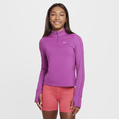 Playera de medio cierre Therma-FIT para niña Nike Pro