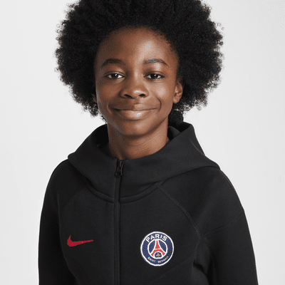 Sudadera con gorro de fútbol Nike de cierre completo para niño talla grande Paris Saint-Germain Tech Fleece