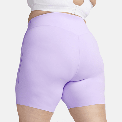 Shorts de ciclismo de 20 cm de tiro alto de media sujeción para mujer Nike Universa con bolsillos (talla grande)