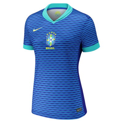 Jersey de fútbol Nike Dri-FIT de la selección nacional de Brasil visitante 2024 Stadium Vini Jr. para mujer