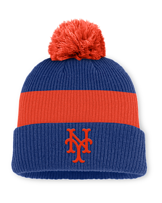 Мужские  New York Mets Cooperstown Peak Nike MLB Cuffed Pom Beanie