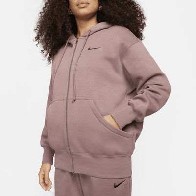 Sudadera con gorro con cierre completo de tejido Fleece oversized para mujer Nike Sportswear Phoenix