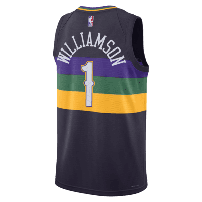 Nike Men's New Orleans Pelicans Zion Williamson #1 White Dri-Fit Swingman Jersey, Small