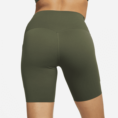 Shorts de ciclismo con bolsillos de 20 cm de tiro alto y media sujeción para mujer Nike Universa