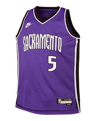 Подростковые джерси De'Aaron Fox Sacramento Kings 2024/25 Hardwood Classics Big Kids' Nike NBA Swingman Jersey