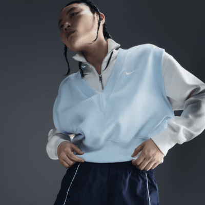 Haut court ample à col en V et sans manches Nike Sportswear Phoenix Fleece pour femme