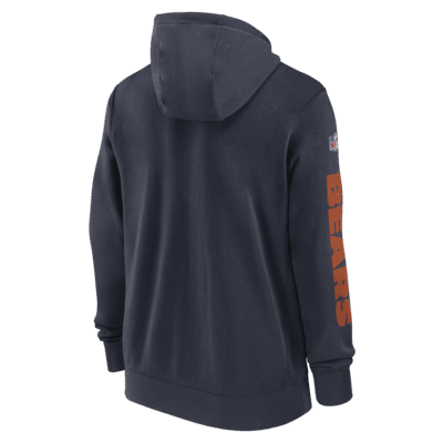 Sudadera con gorro de cierre completo Nike para hombre Chicago Bears Sideline Team Issue Club