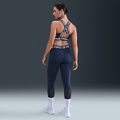 Nike Pro korte legging met vlakken van mesh en halfhoge taille voor dames