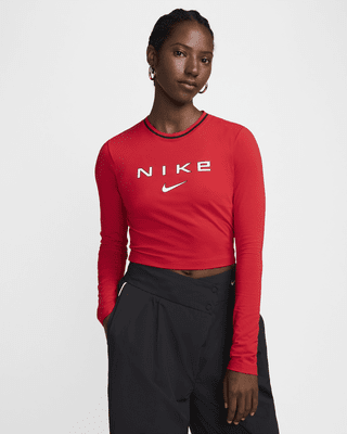 Женские  Nike Sportswear Chill Knit Slim Long-Sleeve Cropped Graphic Tee