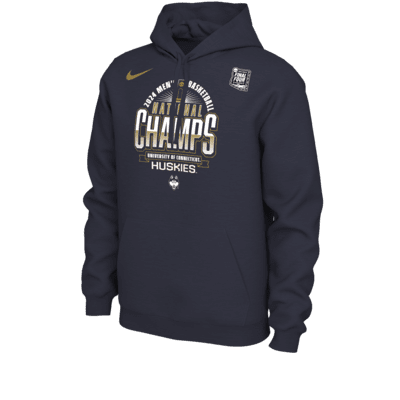 Sudadera con gorro de básquetbol universitaria Nike para hombre UConn 2024 Men's National Champ