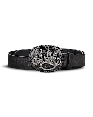 Женские  Nike Country Rhinestone Plaque Buckle Embossed Leather Belt