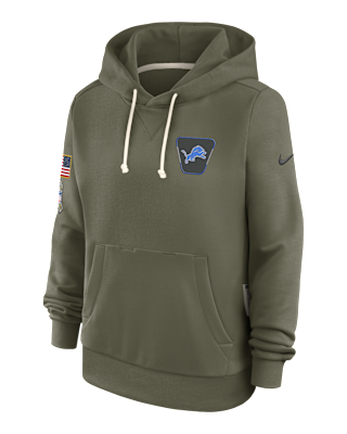 Женское худи Detroit Lions Salute to Service Sideline Nike Dri-FIT NFL Pullover Hoodie