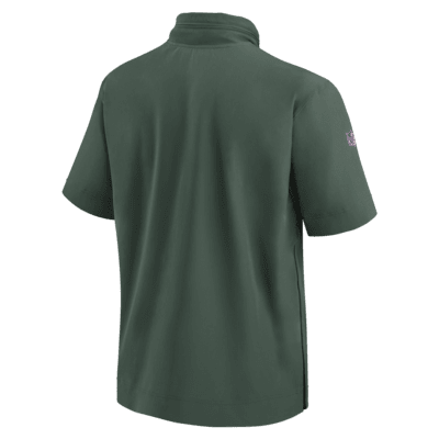 Green Bay Packers Sideline Coach Men's Nike NFL 1/2-Zip Short-Sleeve Hooded Jacket