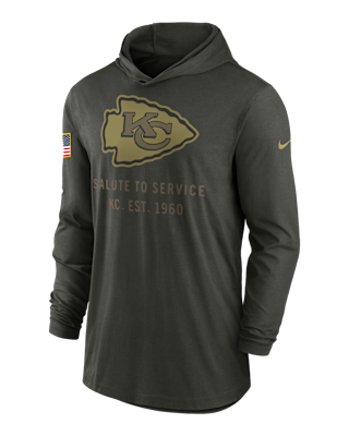 Мужские  Kansas City Chiefs Salute to Service Sideline Men’s Nike Dri-FIT NFL Long-Sleeve Hooded Top