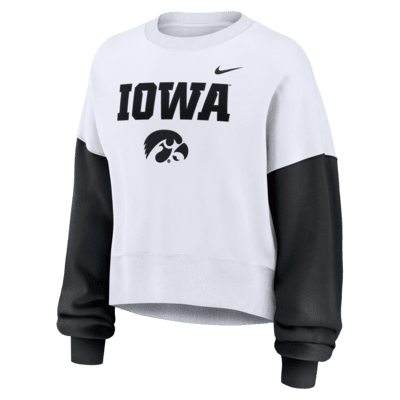 Sudadera de cuello redondo sin cierre universitaria Nike para mujer Iowa Hawkeyes Primetime