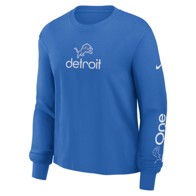 Playera de manga larga de la NFL Nike para mujer Detroit Lions Boxy