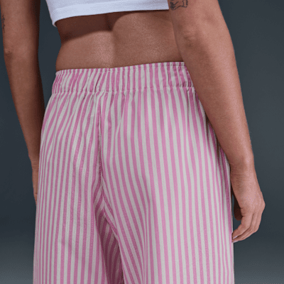 Pants rayados holgados de tiro medio para mujer Nike Sportswear Chill Poplin