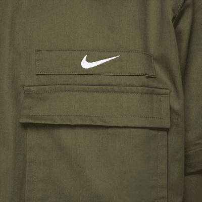 Nike Life Men's Woven Military Short-Sleeve Button-Down Shirt. Nike SK