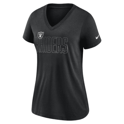 Nike Lockup Split (NFL Las Vegas Raiders) Women's Mid V-Neck T