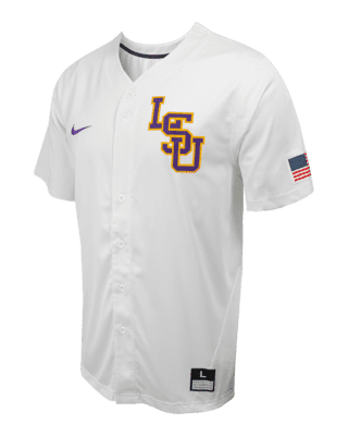 LSU Men's Nike College Full-Button Baseball Jersey.