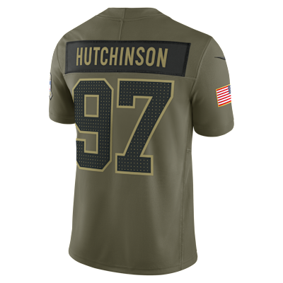 Jersey Nike Dri-FIT de la NFL Limited para hombre Aidan Hutchinson Detroit Lions Salute to Service