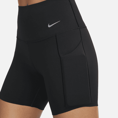 Nike Universa Mallas cortas de talle alto y sujeción media de 20 cm con bolsillos - Mujer