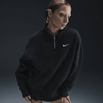 Polo oversize con zip a 1/4 Nike Sportswear Phoenix Fleece – Donna