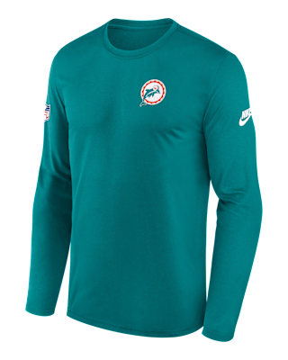 Мужская футболка Miami Dolphins Alt Legend Small Logo Nike Dri-FIT NFL Long-Sleeve