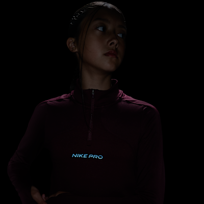 Haut à manches longues et demi-zip Therma-FIT Nike Pro pour ado (fille)