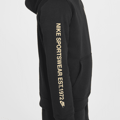 Nike Sportswear Standard Issue-pullover-hættetrøjen i fleece til store børn (drenge)