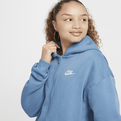 Nike Sportswear Club Fleece túlméretezett, hosszú cipzáras, kapucnis pulóver nagyobb gyerekeknek