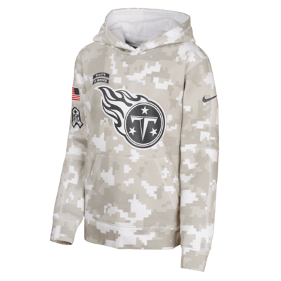 Sudadera con gorro sin cierre Nike de la NFL para niños talla grande Tennessee Titans Salute to Service Primary Edge Club