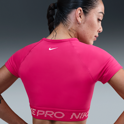 Dámské zkrácené tričko Dri-FIT Nike Pro s krátkým rukávem a potiskem