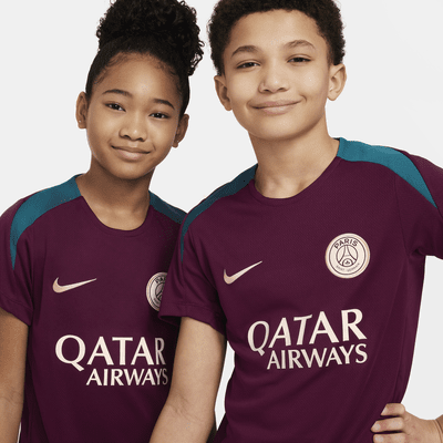 Paris Saint-Germain Strike Nike Dri-FIT knit voetbaltop met korte mouwen voor kids